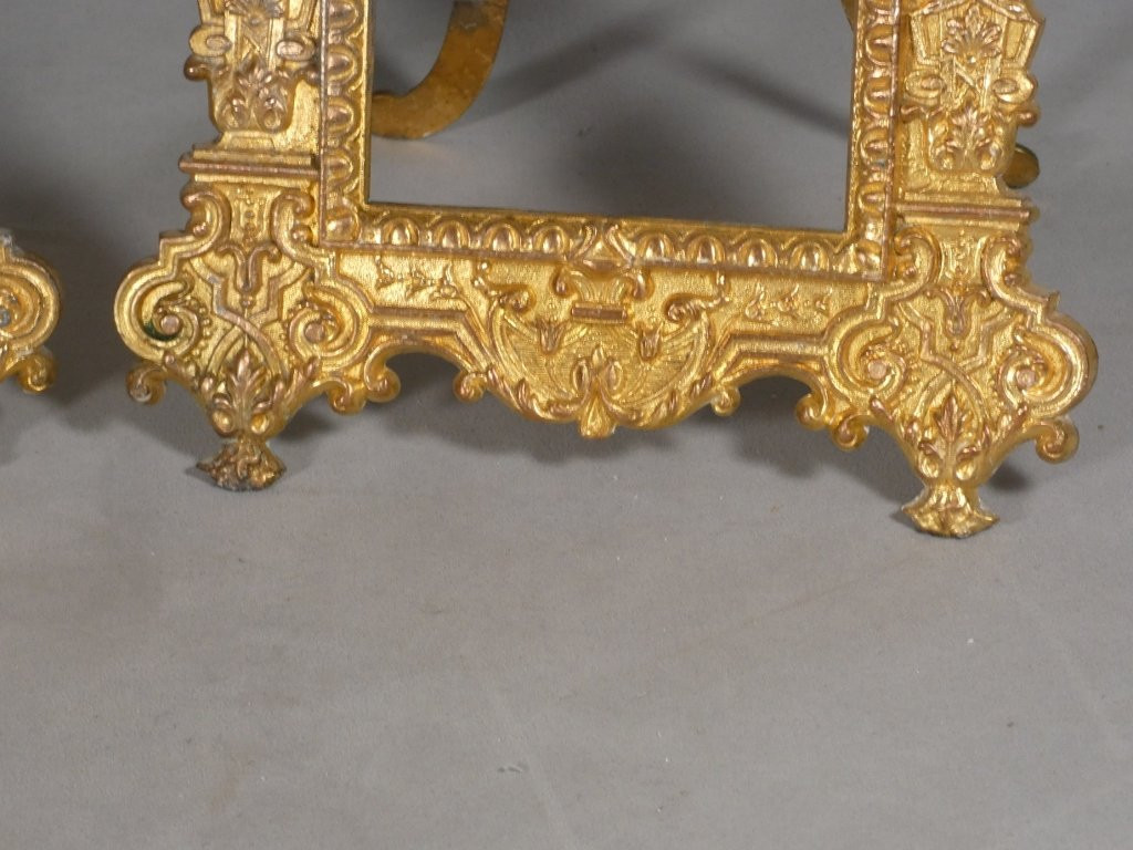 Pair Of Renaissance-style Gilt Metal Picture Frames, Late 19th Century-photo-2
