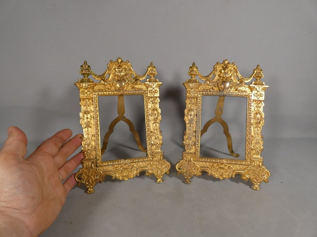 Pair Of Renaissance-style Gilt Metal Picture Frames, Late 19th Century-photo-4
