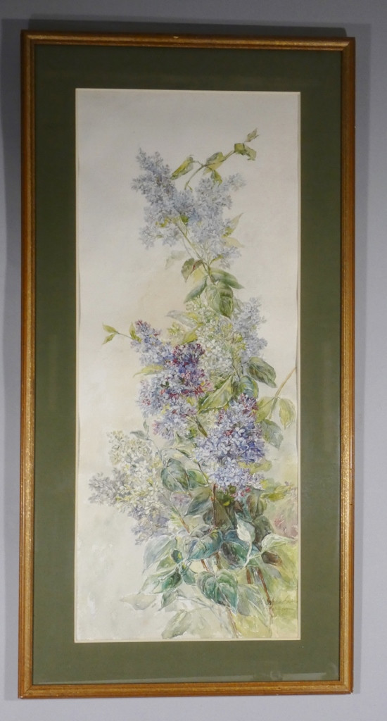The Lilac, Large Still Life Watercolor, Mid-20th Century