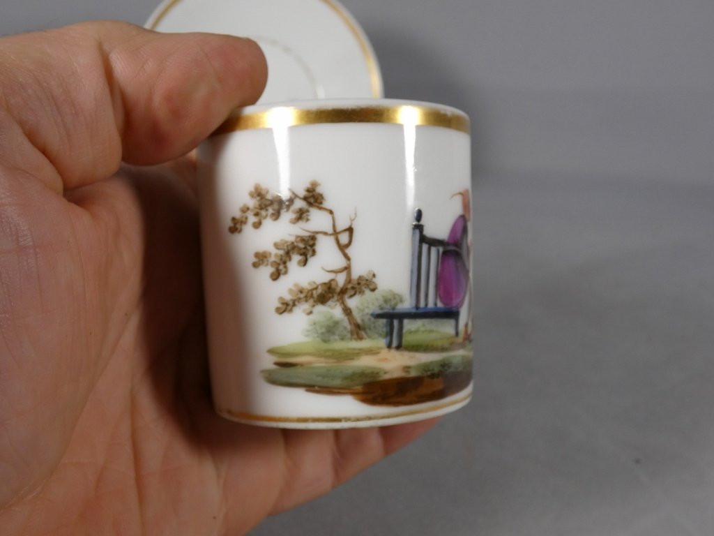 Au chinois fumant sa pipe, tasse en porcelaine de Paris époque début XIX ème siècle-photo-4
