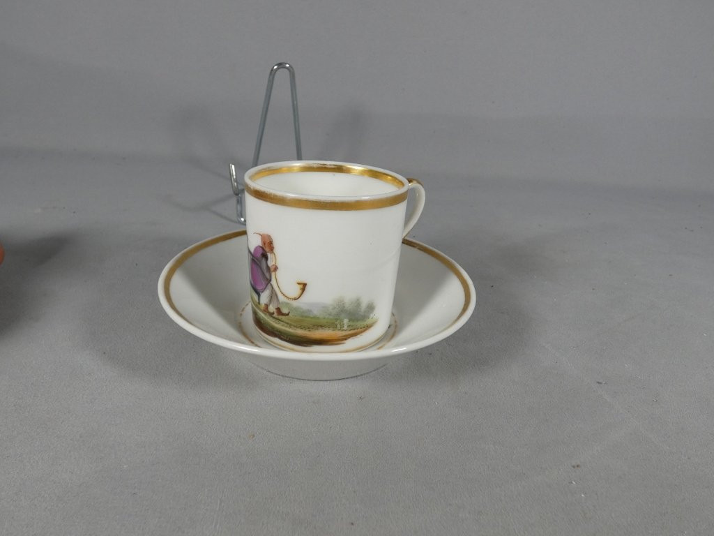 Au chinois fumant sa pipe, tasse en porcelaine de Paris époque début XIX ème siècle-photo-7