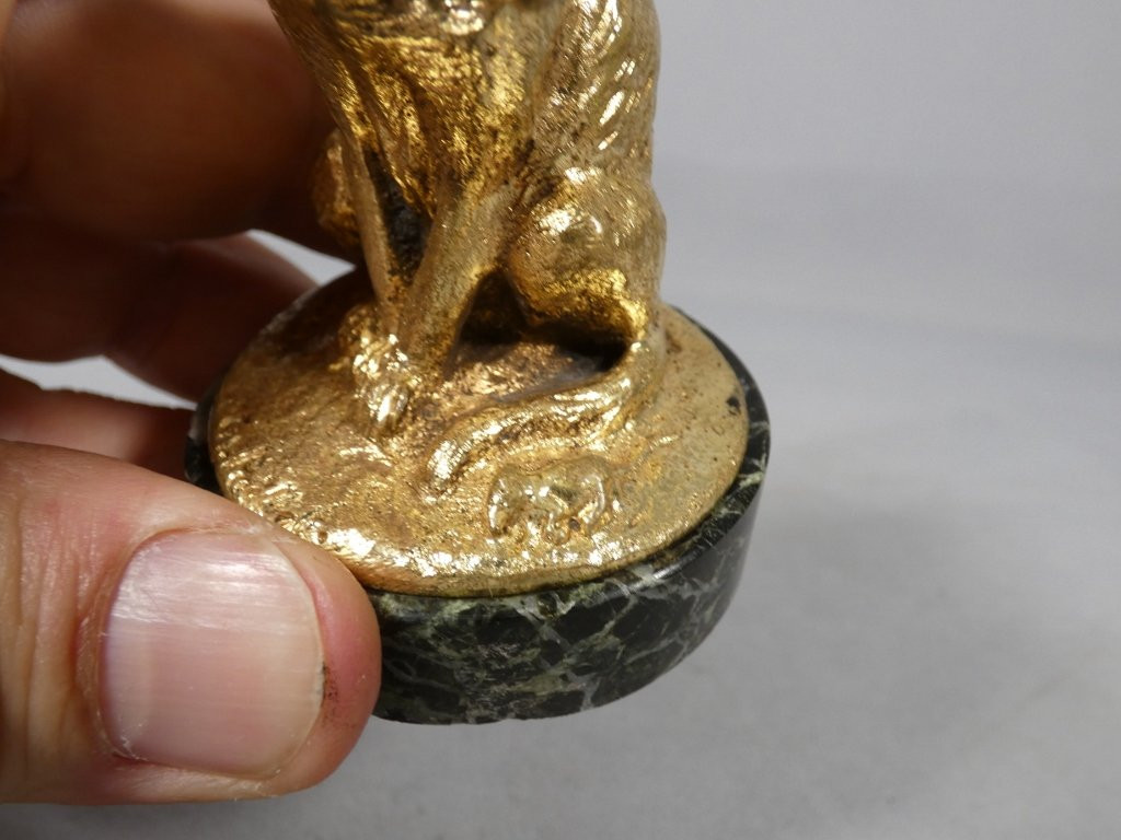 Chat à la souris, statuette en bronze doré par Charles Paillet (1871-1931)-photo-5