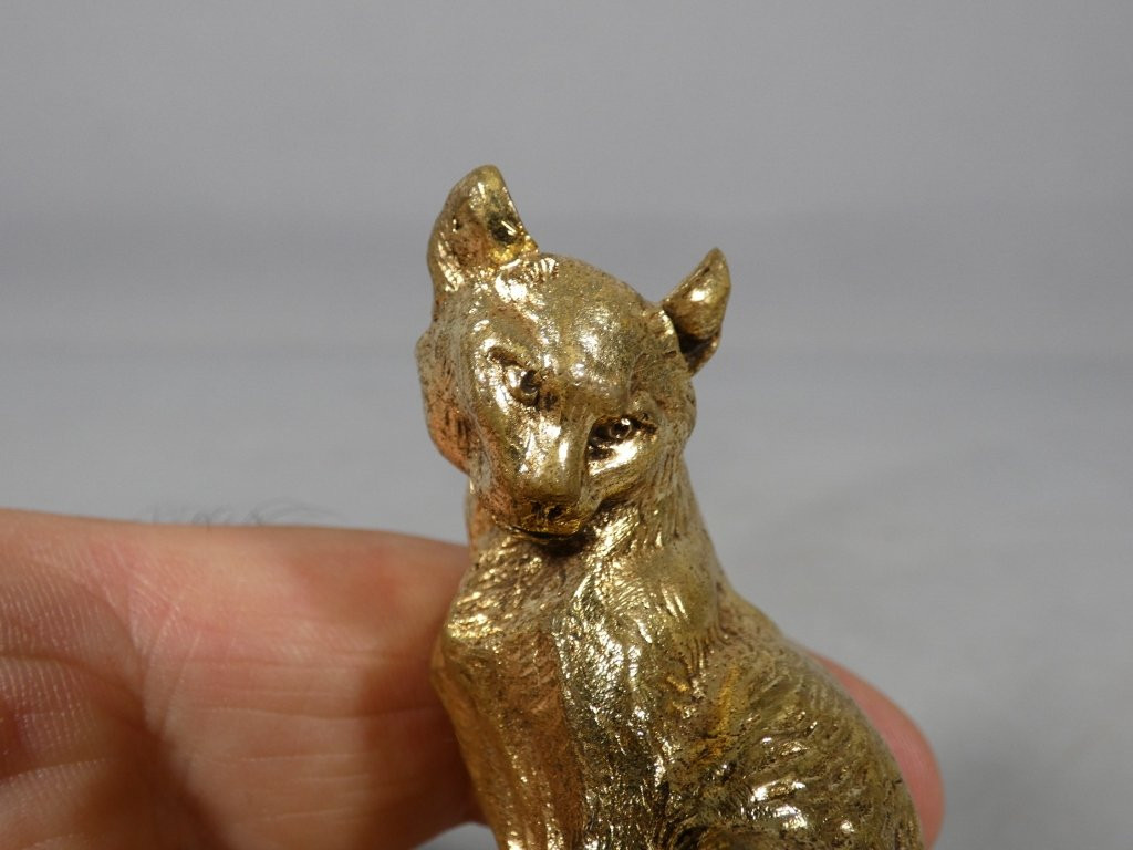 Chat à la souris, statuette en bronze doré par Charles Paillet (1871-1931)-photo-6