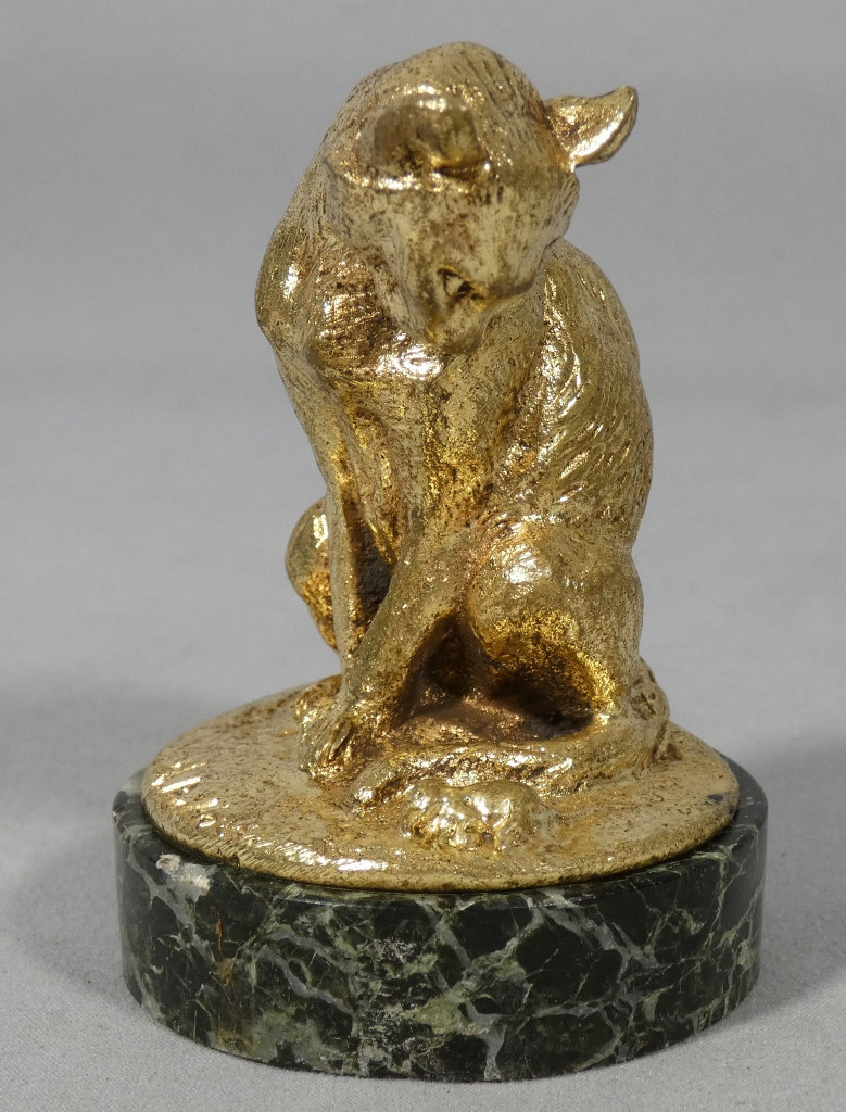 Chat à la souris, statuette en bronze doré par Charles Paillet (1871-1931)