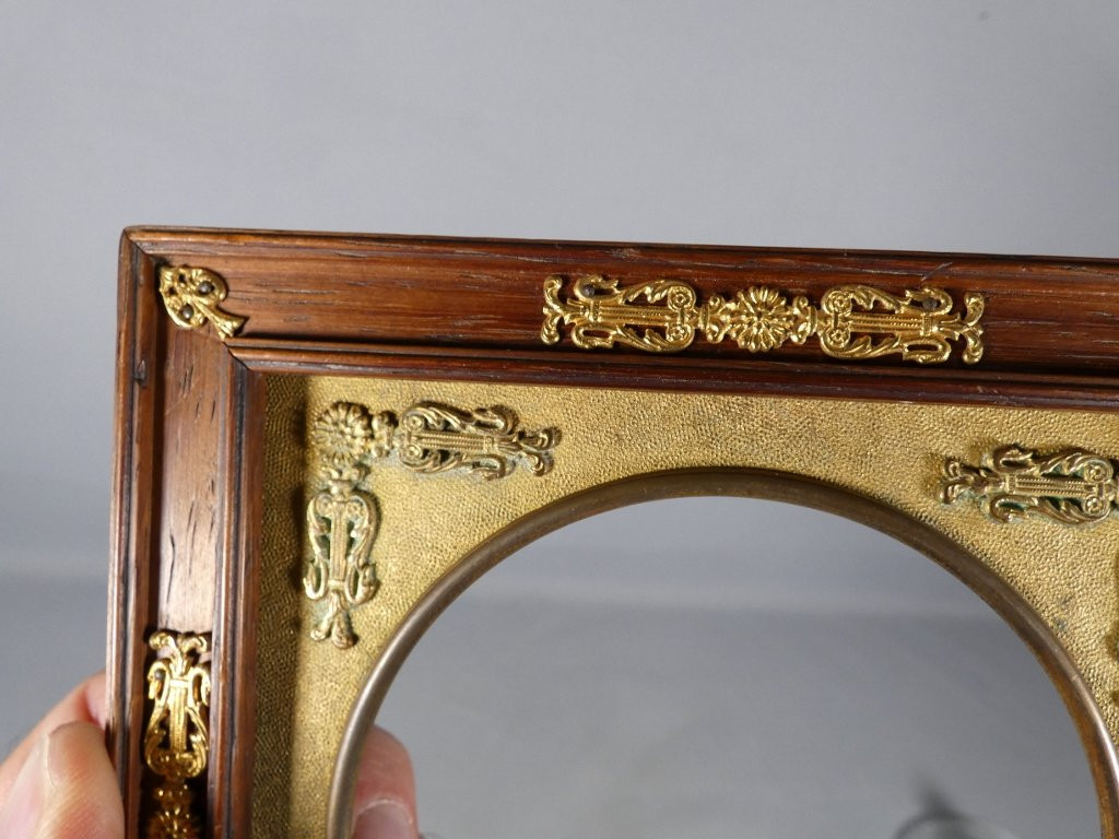 Cadre photo ou à miniature de style Empire en acajou et bronze, époque début XX ème-photo-3