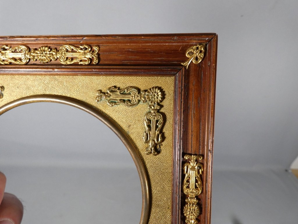 Cadre photo ou à miniature de style Empire en acajou et bronze, époque début XX ème-photo-4