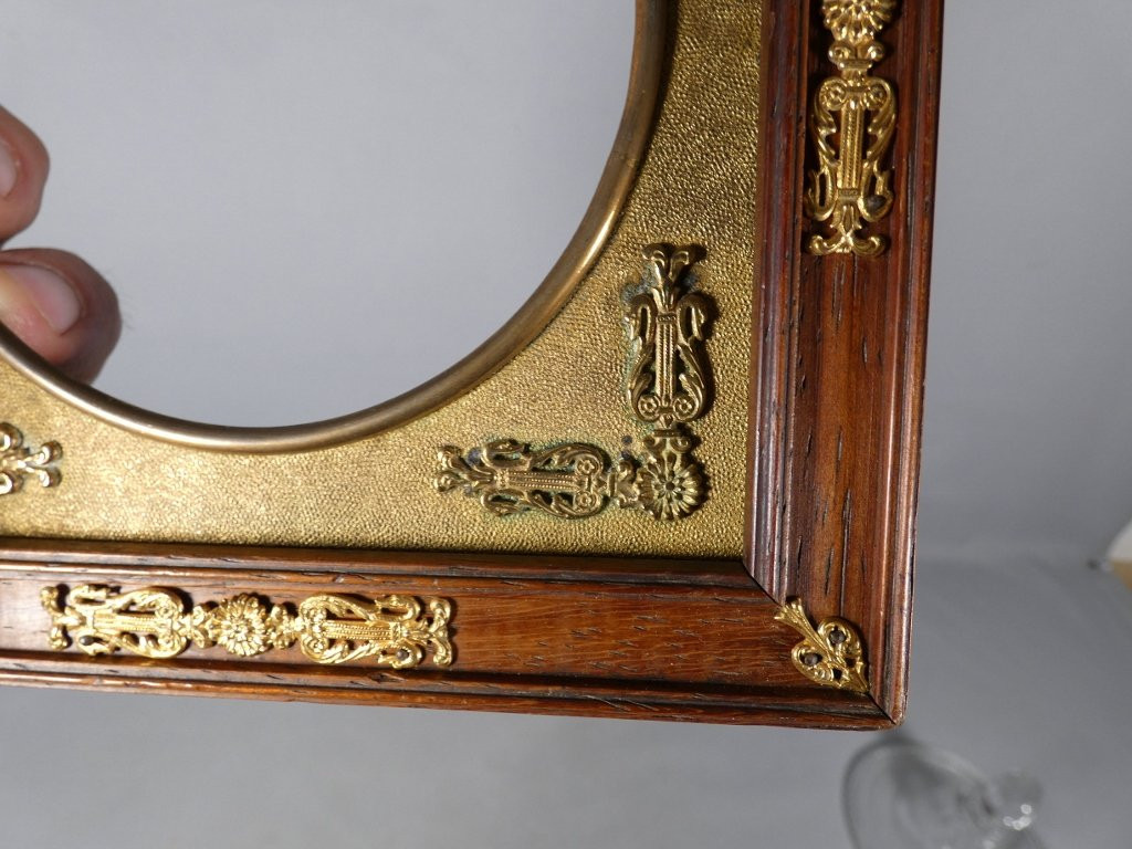 Cadre photo ou à miniature de style Empire en acajou et bronze, époque début XX ème-photo-1