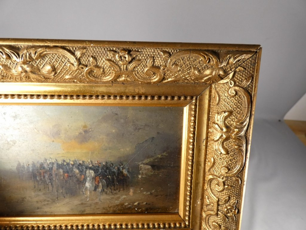 Pair Of Small Paintings Of Military Scenes, Cavalry Charges, Late 19th Century-photo-7