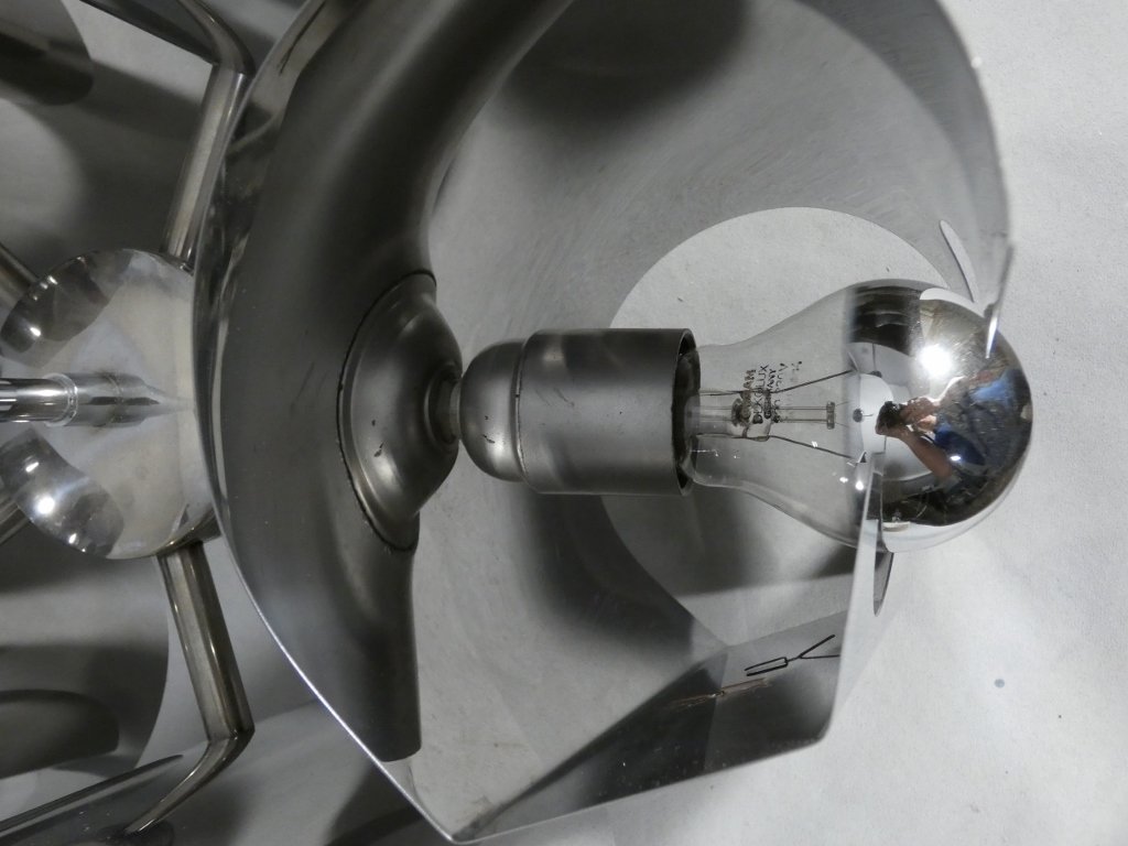 Space Age, Italian Chandelier From The 70s In Chromed Metal, Tappital Snc Alessandria-photo-3