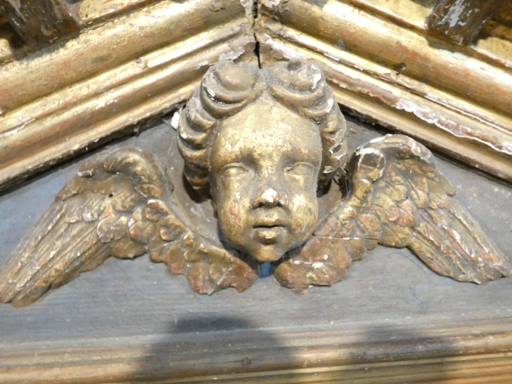 Large Carved, Polychromed And Gilded Wooden Marian Altar-piece - 17th Century-photo-4