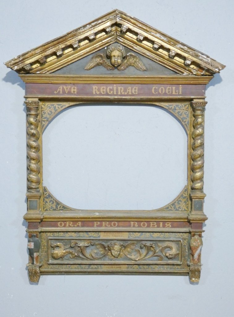 Large Carved, Polychromed And Gilded Wooden Marian Altar-piece - 17th Century