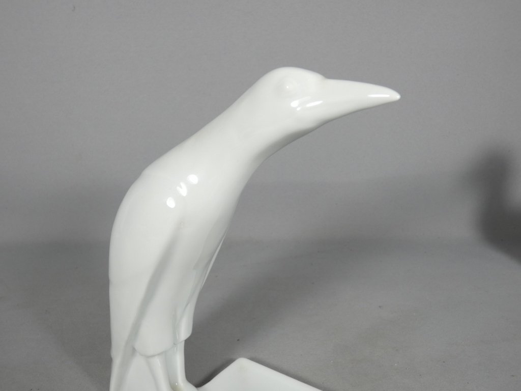African Robin By Sandoz And Haviland, White Porcelain Statuette, 1922-photo-2