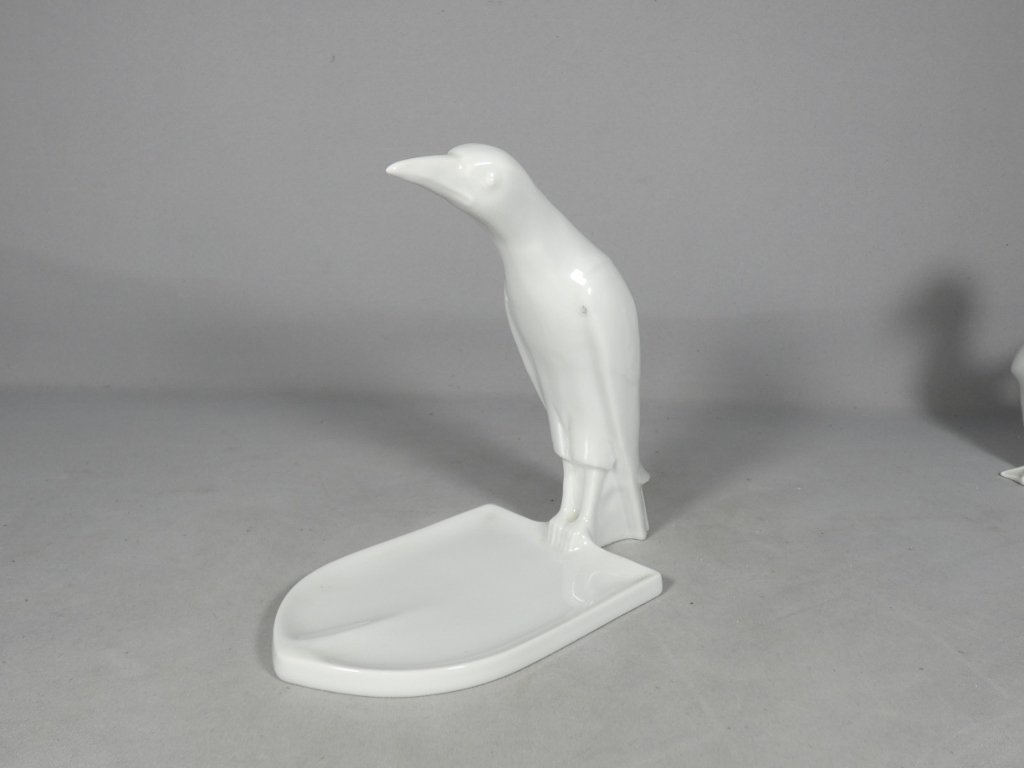 African Robin By Sandoz And Haviland, White Porcelain Statuette, 1922-photo-4