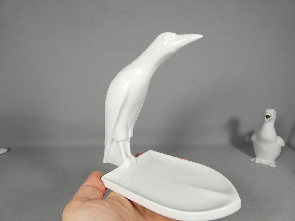 African Robin By Sandoz And Haviland, White Porcelain Statuette, 1922-photo-2