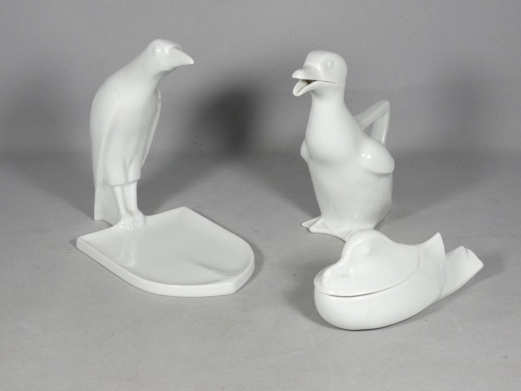 African Robin By Sandoz And Haviland, White Porcelain Statuette, 1922-photo-4