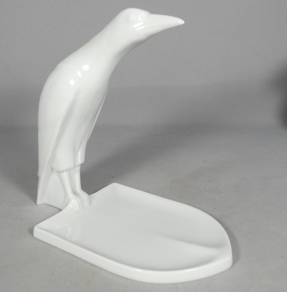 African Robin By Sandoz And Haviland, White Porcelain Statuette, 1922