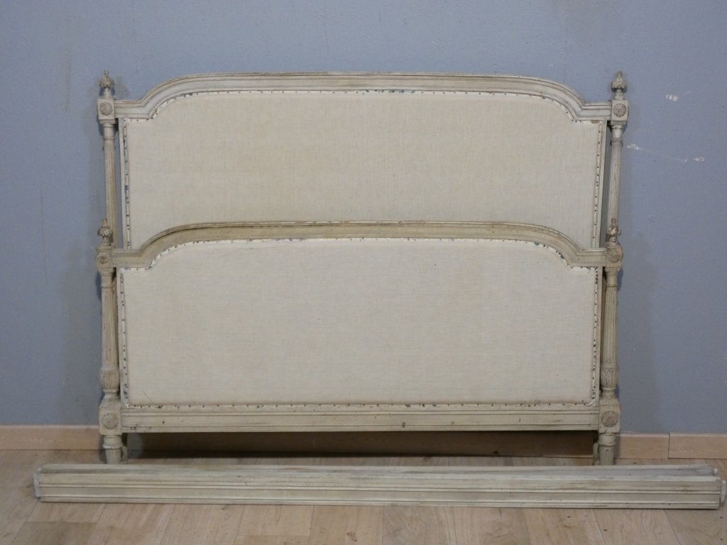 Louis XVI Style Painted Wood Bed With Detached Columns, 140*190 Cm-photo-2
