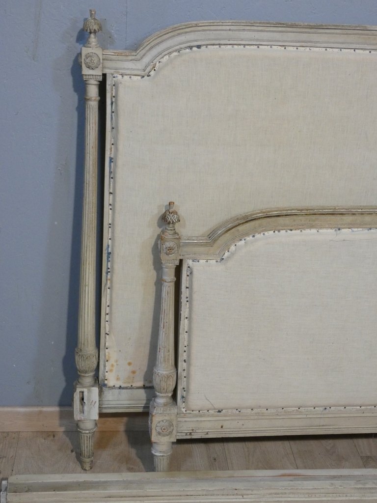 Louis XVI Style Painted Wood Bed With Detached Columns, 140*190 Cm-photo-1