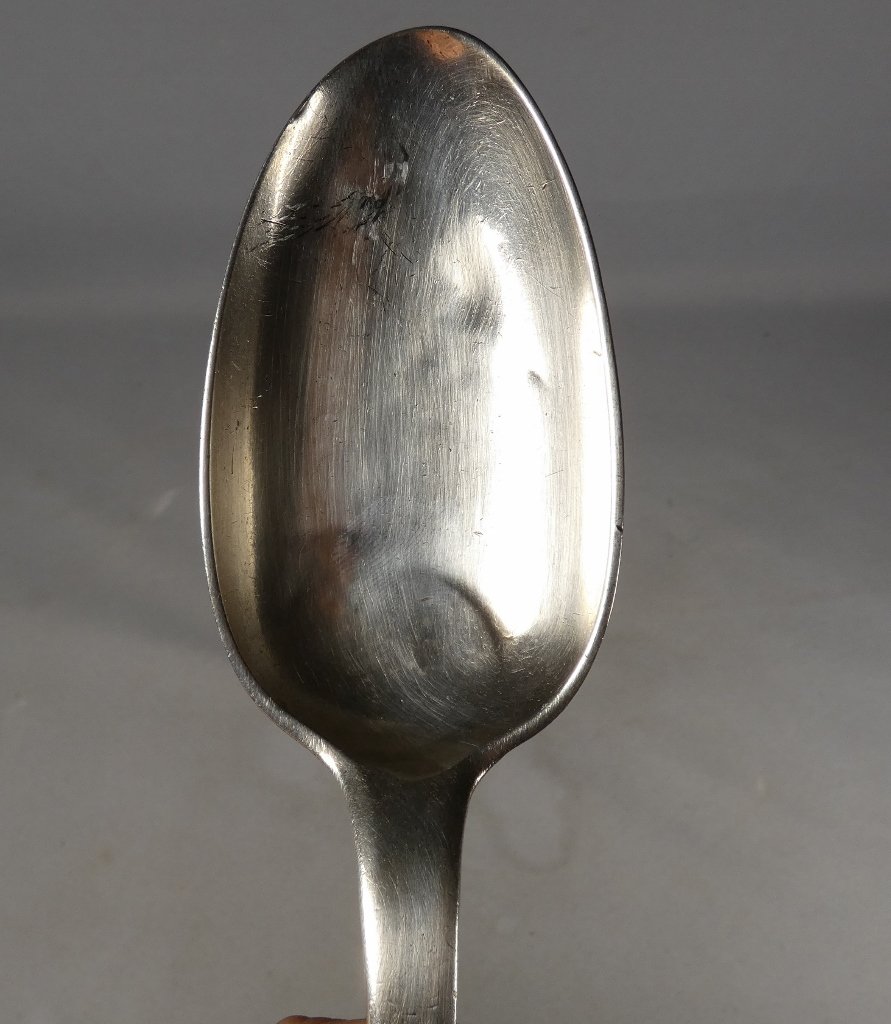 18th Century, Solid Silver Uni-flat Stewing Spoon, Reims Circa 1723-photo-4