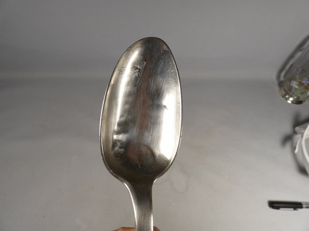 18th Century, Solid Silver Uni-flat Stewing Spoon, Reims Circa 1723-photo-1