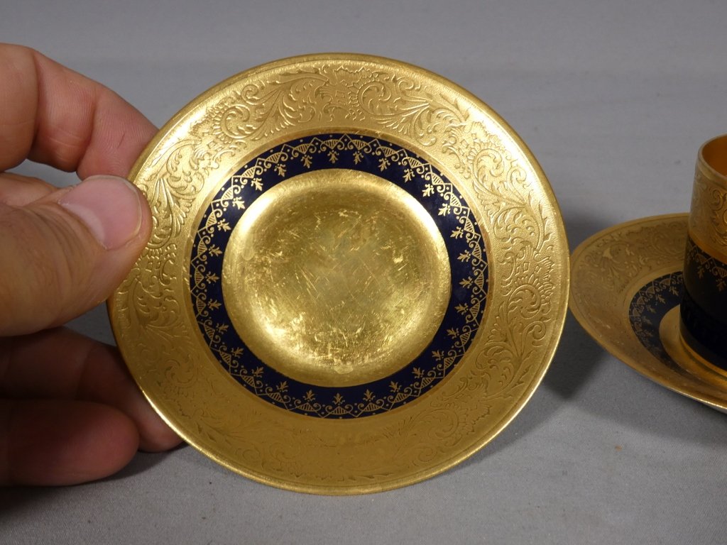 Incrustation d'or, tasse de collection en porcelaine de Limoges, possibilité 4, prix pour 1-photo-3