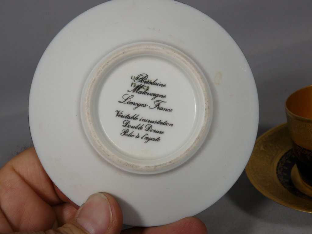 Incrustation d'or, tasse de collection en porcelaine de Limoges, possibilité 4, prix pour 1-photo-4