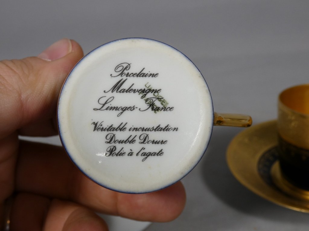 Incrustation d'or, tasse de collection en porcelaine de Limoges, possibilité 4, prix pour 1-photo-1