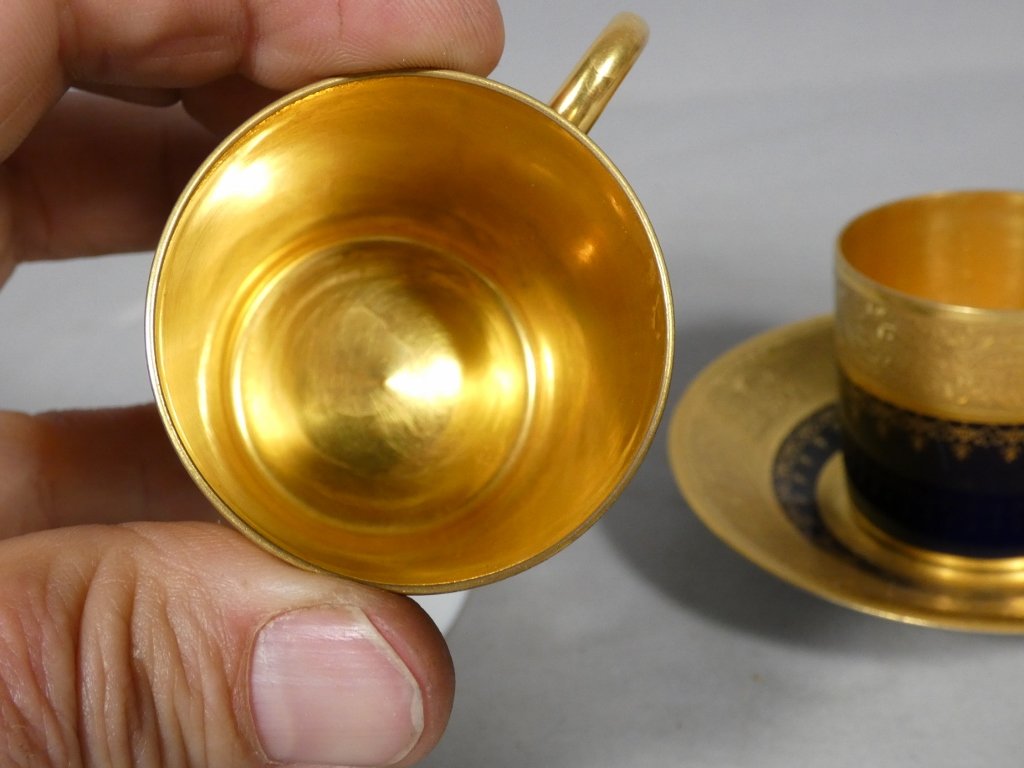 Incrustation d'or, tasse de collection en porcelaine de Limoges, possibilité 4, prix pour 1-photo-2