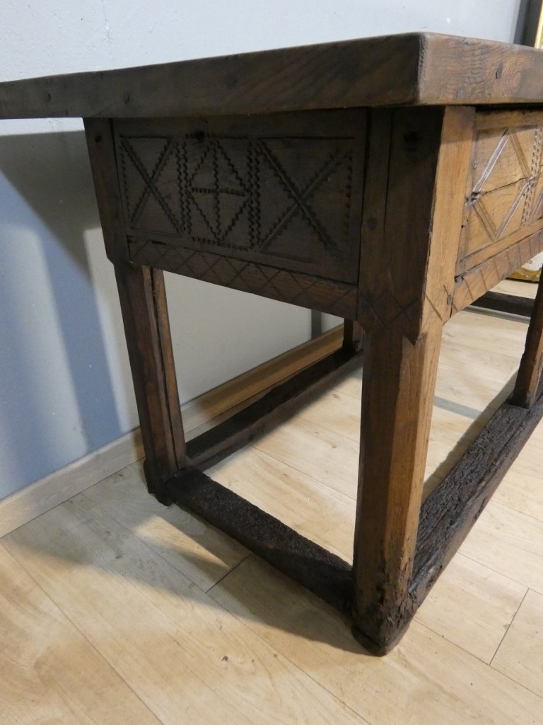 Table console espagnole en chêne massif, époque fin XVII ème siècle-photo-1