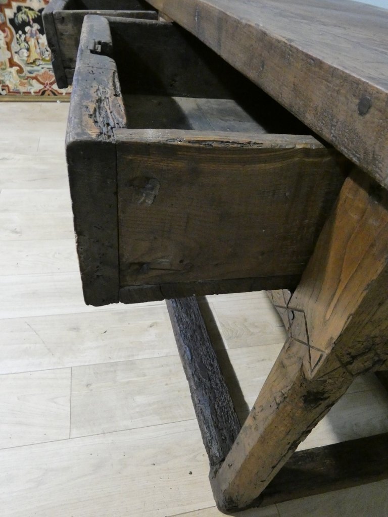 Table console espagnole en chêne massif, époque fin XVII ème siècle-photo-3