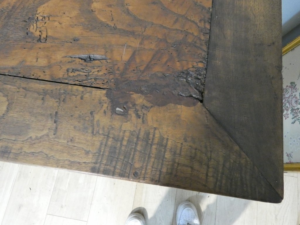 Table console espagnole en chêne massif, époque fin XVII ème siècle-photo-4