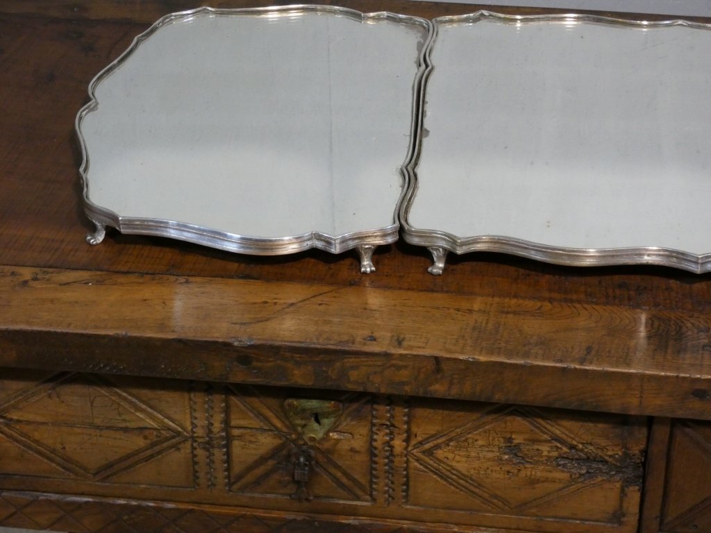 Grand surtout de table de style Louis XV en bronze argenté, époque fin XIX ème siècle-photo-3
