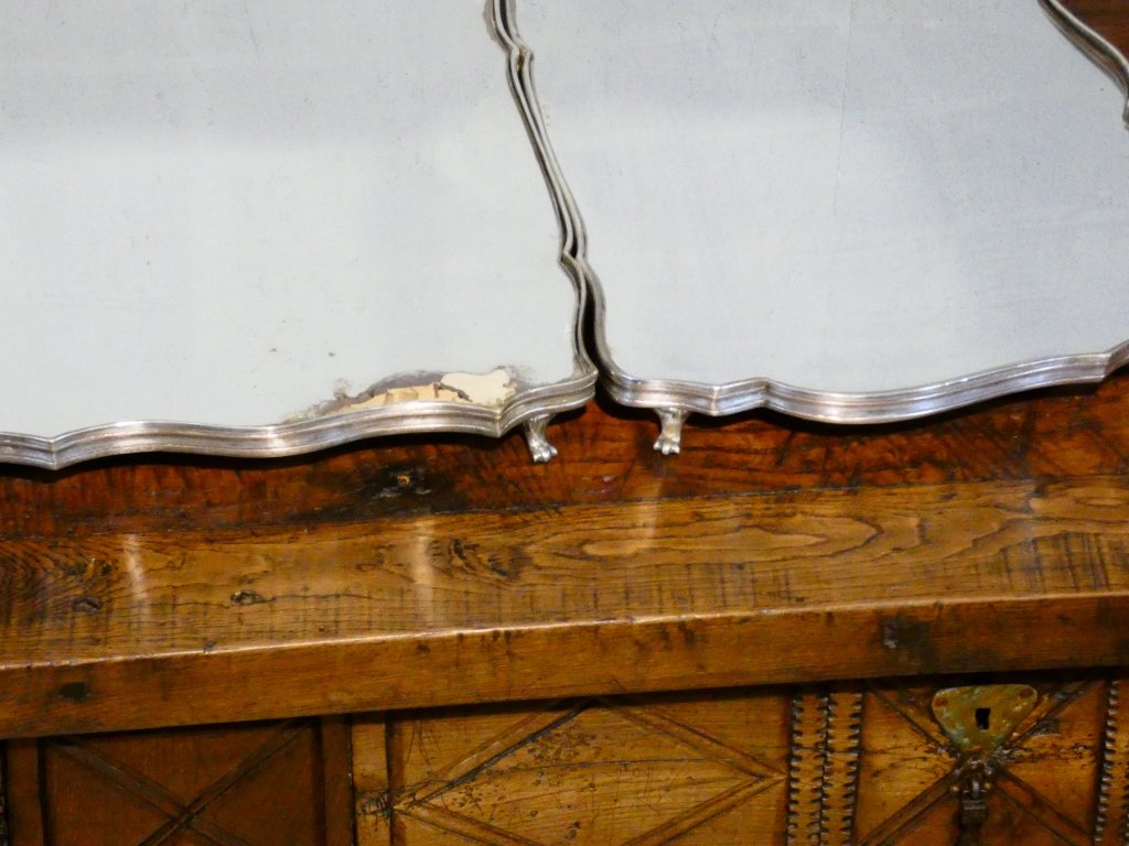 Grand surtout de table de style Louis XV en bronze argenté, époque fin XIX ème siècle-photo-4