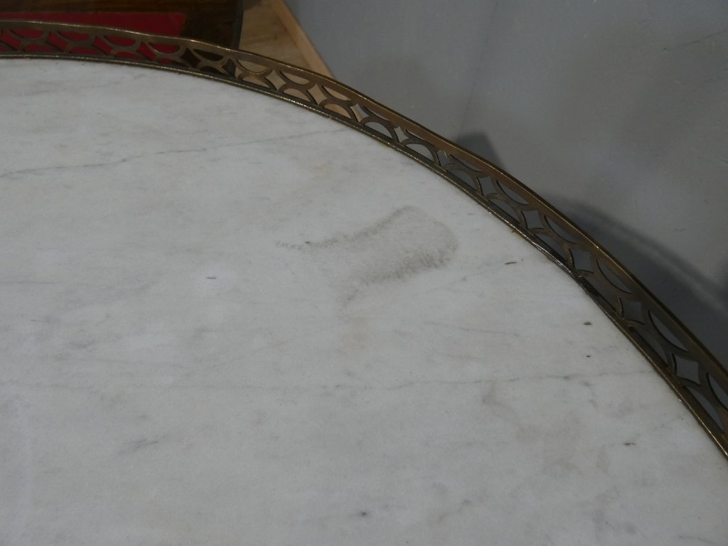 Table bouillotte de style Louis XVI en frisage de bois de rose et palissandre, époque XIX ème-photo-7