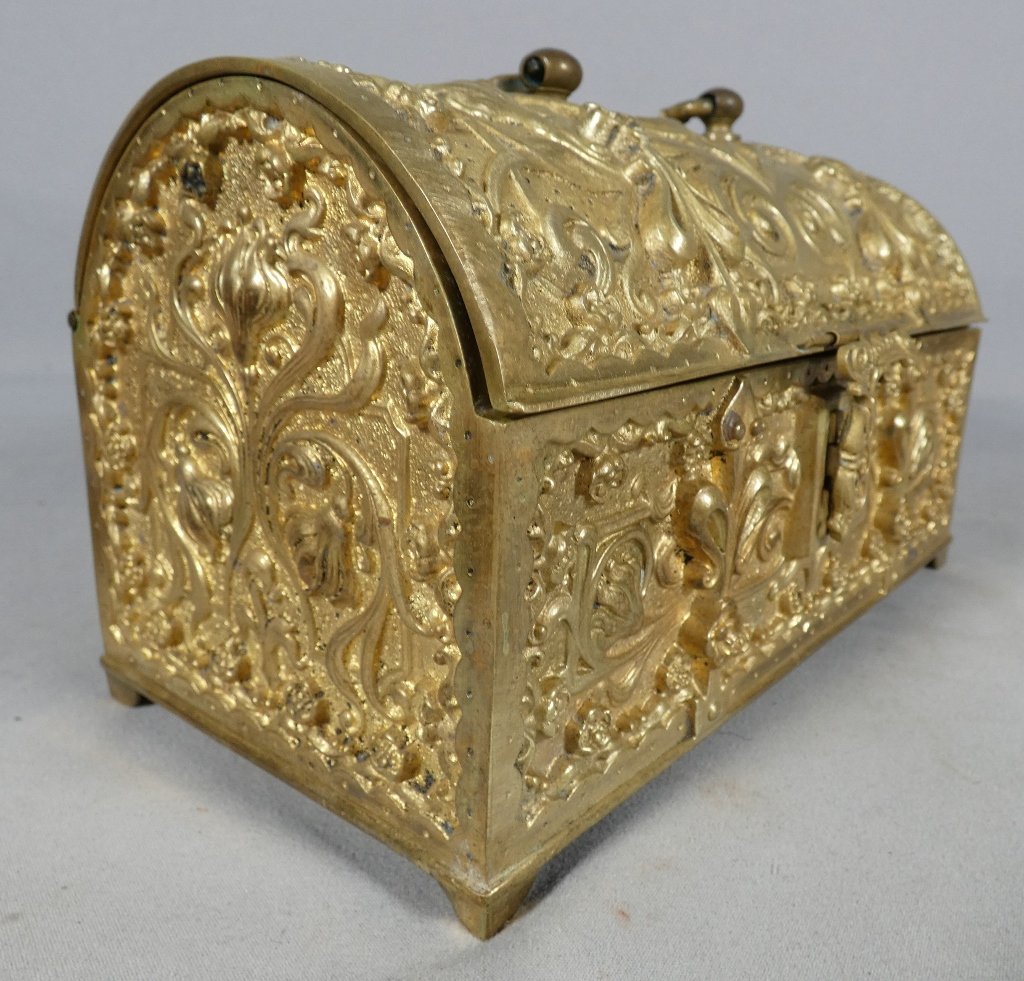 Coffret en bronze doré de style néo-gothique, XIXe siècle-photo-3