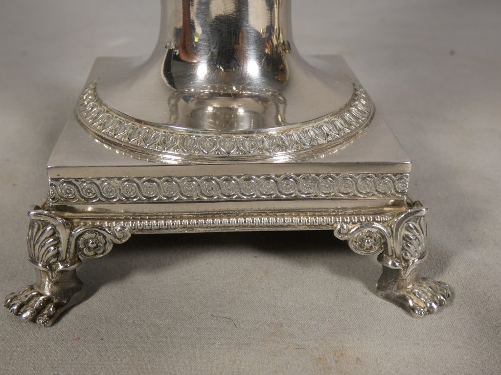 Confiturier en argent massif et cristal &eacute;poque Restauration, d&eacute;but XIX &egrave;me-photo-2