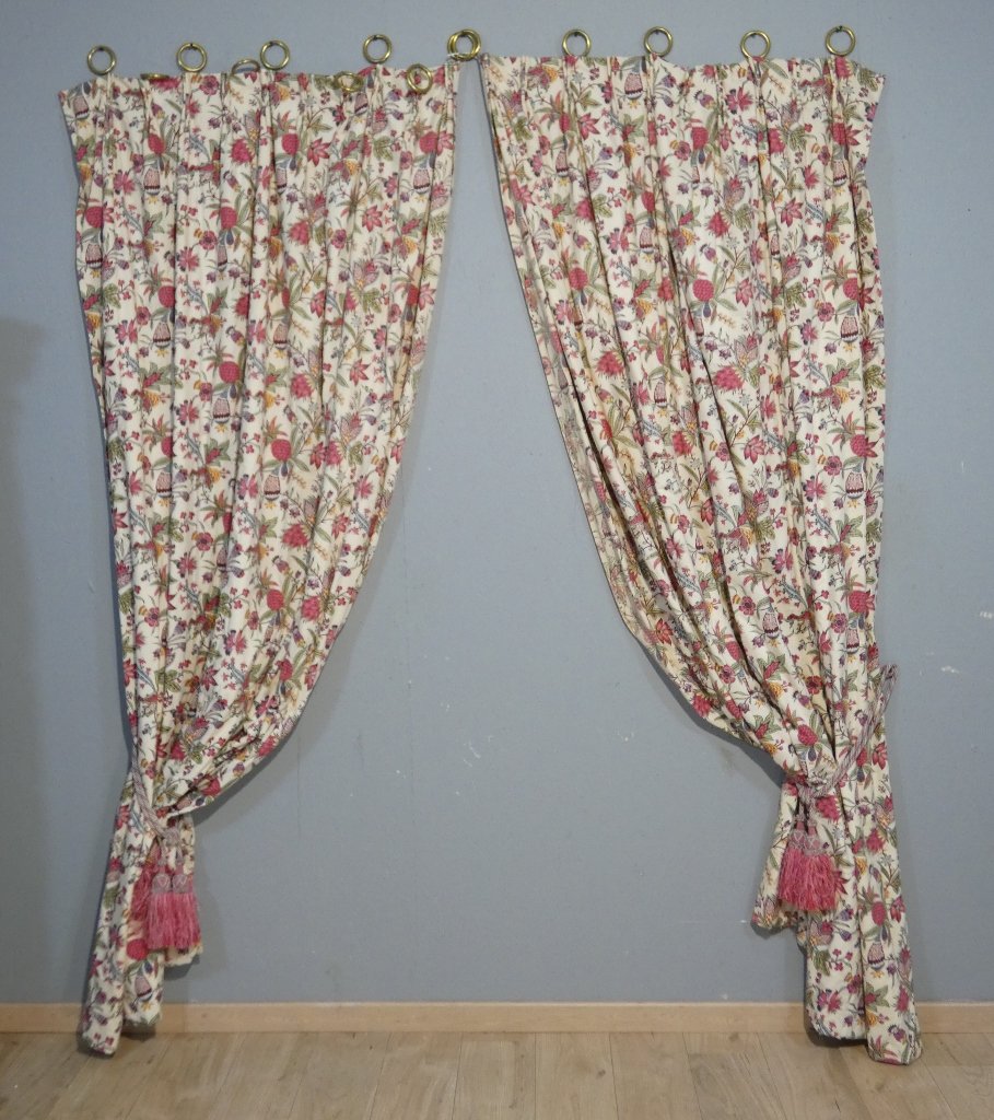 Paire de rideaux h 250 cm, motif fleurs indienne, possibilité 2 paires-photo-2