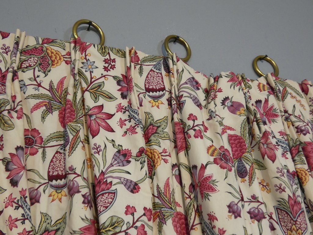 Paire de rideaux h 250 cm, motif fleurs indienne, possibilité 2 paires-photo-3