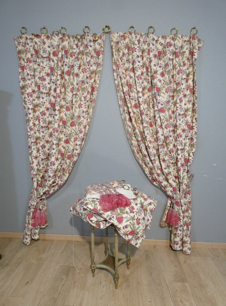 Paire de rideaux h 250 cm, motif fleurs indienne, possibilité 2 paires-photo-5
