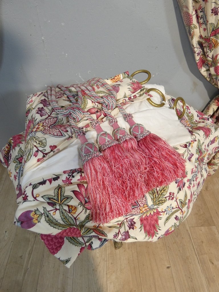 Paire de rideaux h 250 cm, motif fleurs indienne, possibilité 2 paires-photo-6