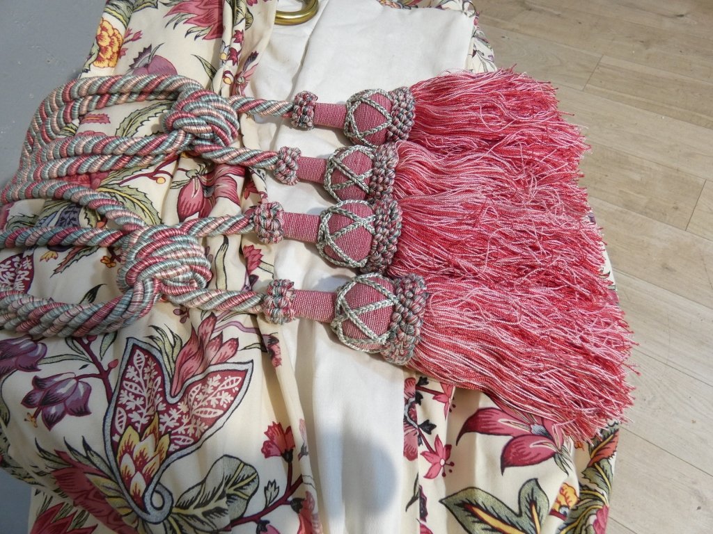 Paire de rideaux h 250 cm, motif fleurs indienne, possibilité 2 paires-photo-7