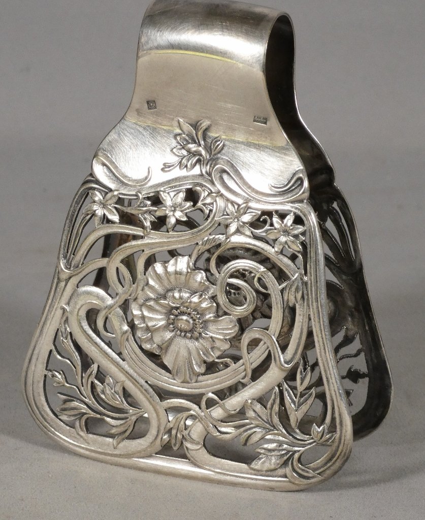 Pince à asperges Art Nouveau Cailard Bayard en métal argenté