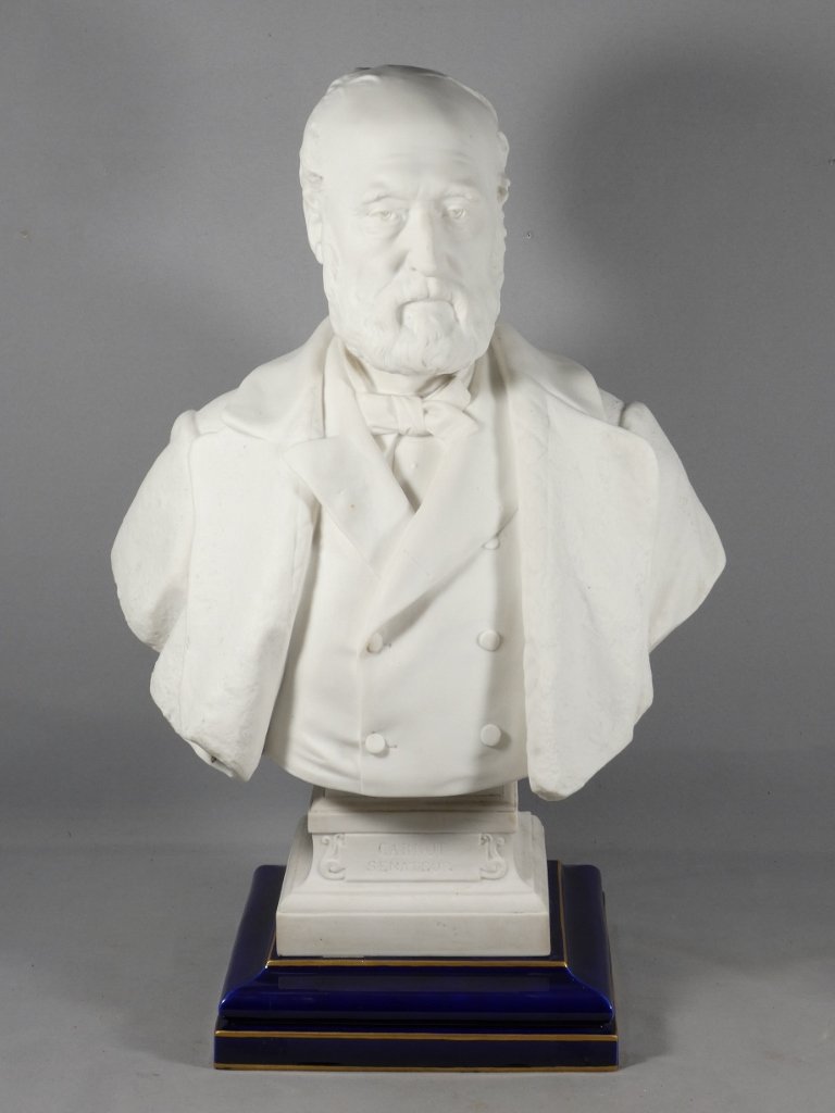 Buste de Sadi Carnot en biscuit de Sèvres signé Cougny et daté 1891, Carnot Sénateur-photo-2