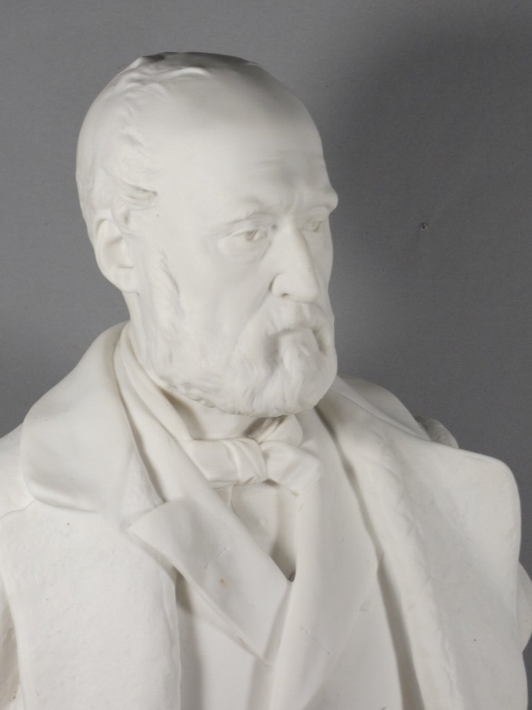Buste de Sadi Carnot en biscuit de Sèvres signé Cougny et daté 1891, Carnot Sénateur-photo-3