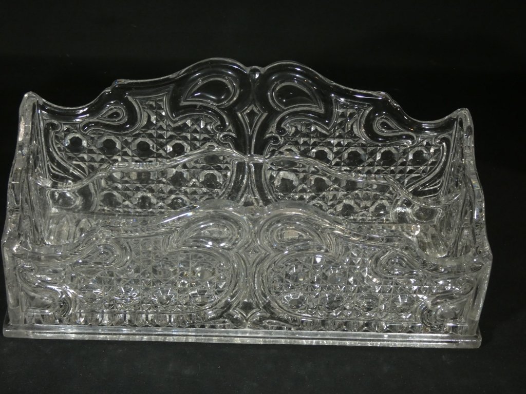 Baccarat, range courrier ou lettres à 2 compartiments en cristal moulé signé, époque XIX ème-photo-3