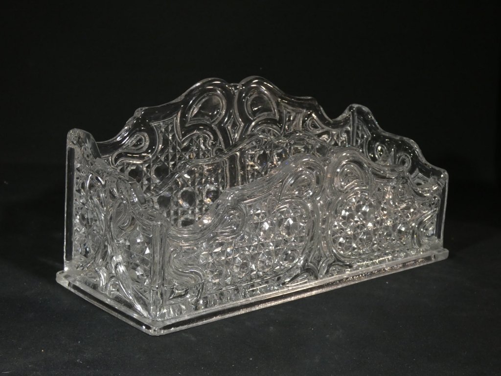 Baccarat, range courrier ou lettres à 2 compartiments en cristal moulé signé, époque XIX ème-photo-4