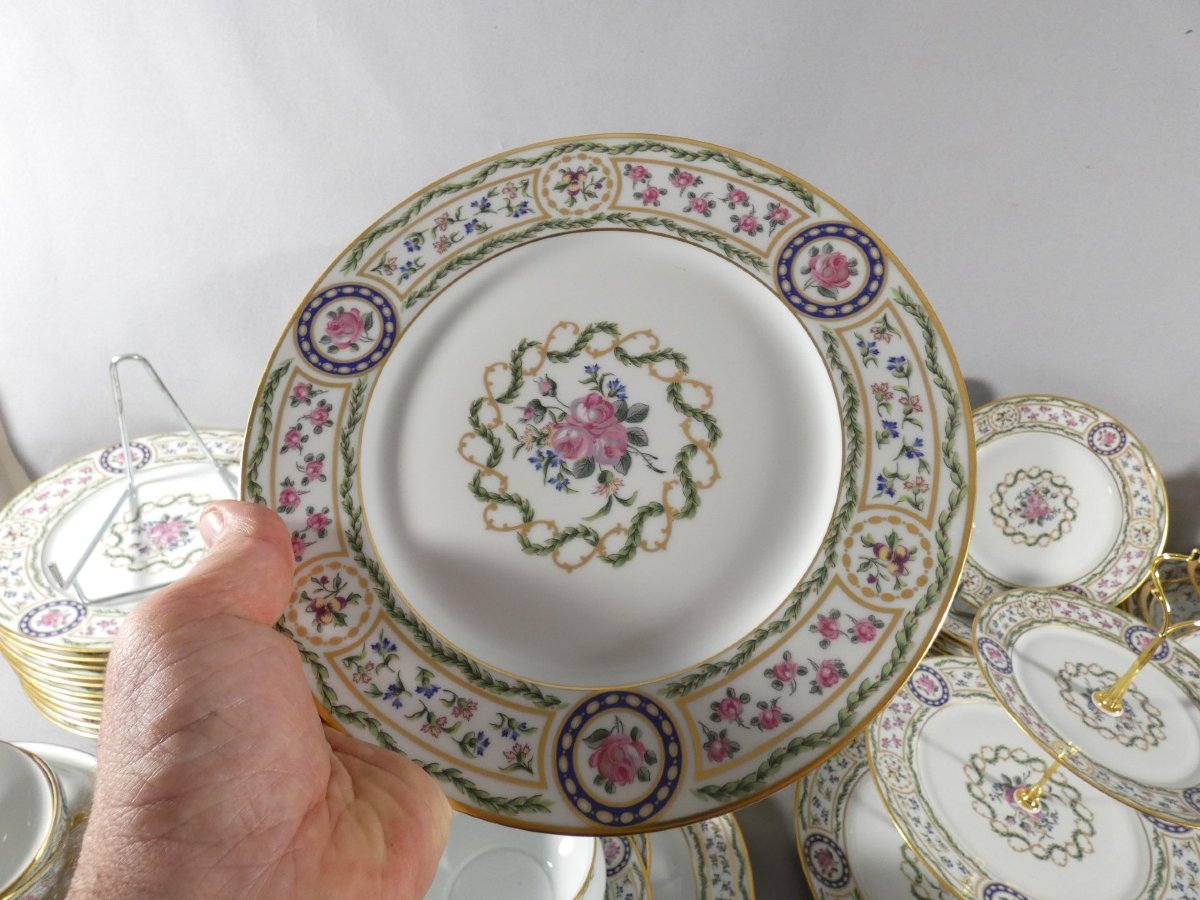 Haviland Louveciennes, Full Dinner Service For 12 People, 125 Pieces, Marie Antoinette Limoges-photo-7