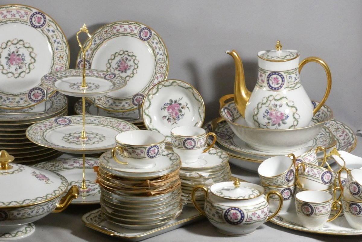Proantic: Haviland Louveciennes, Full Dinner Service For 12 People, 12