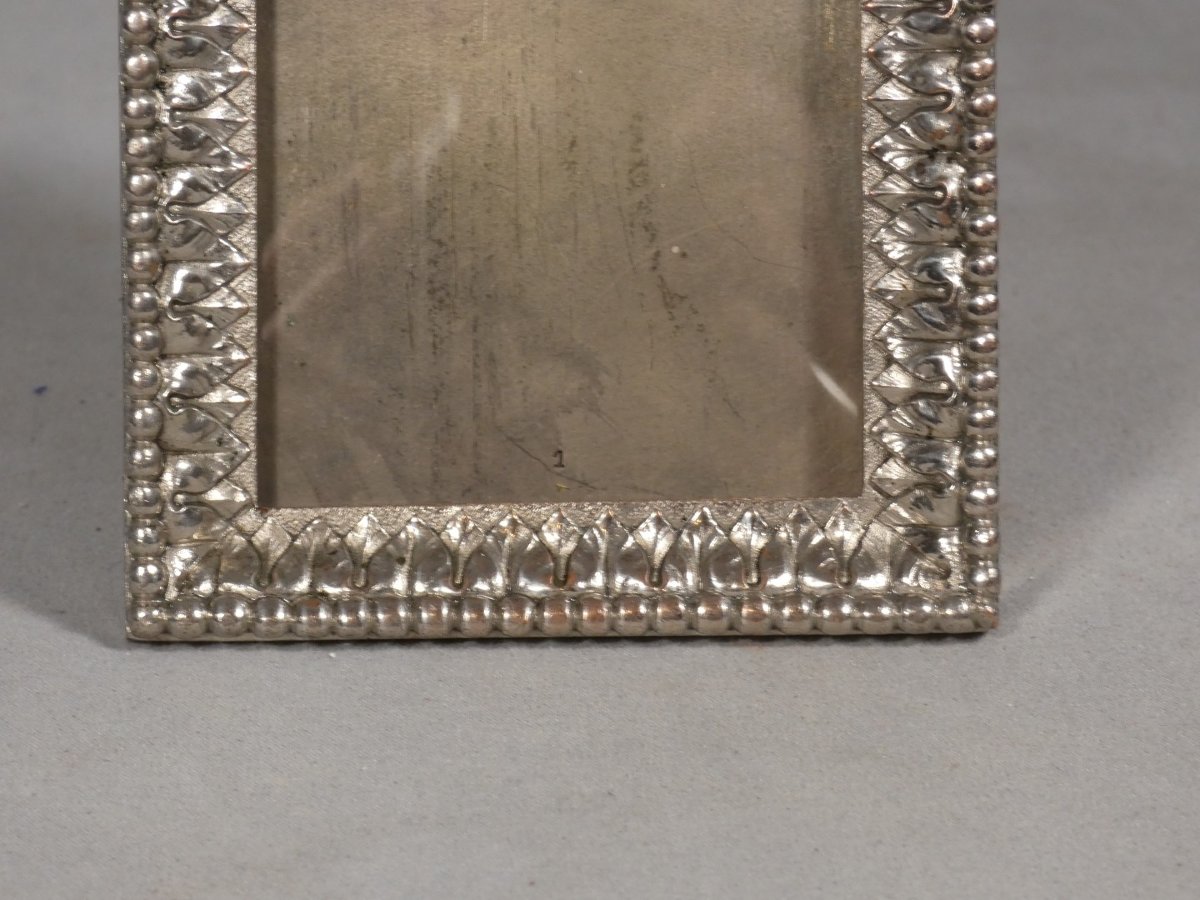 Louis XVI-style Photo Frame In Silver-plated Bronze, Early 20th Century-photo-3