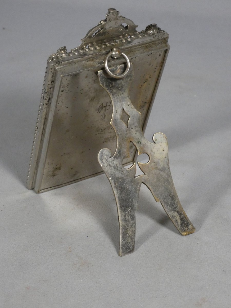 Louis XVI-style Photo Frame In Silver-plated Bronze, Early 20th Century-photo-4